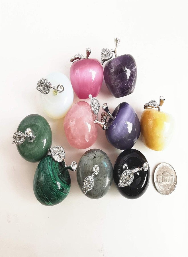 Bacatgem 1 Pcs Purple Cat's Eye Stone Apple Crystals and Healing Stones Figurines Collectibles,1.18Inchs Room Decor Christmas Decorations Office Gifts - Image 2